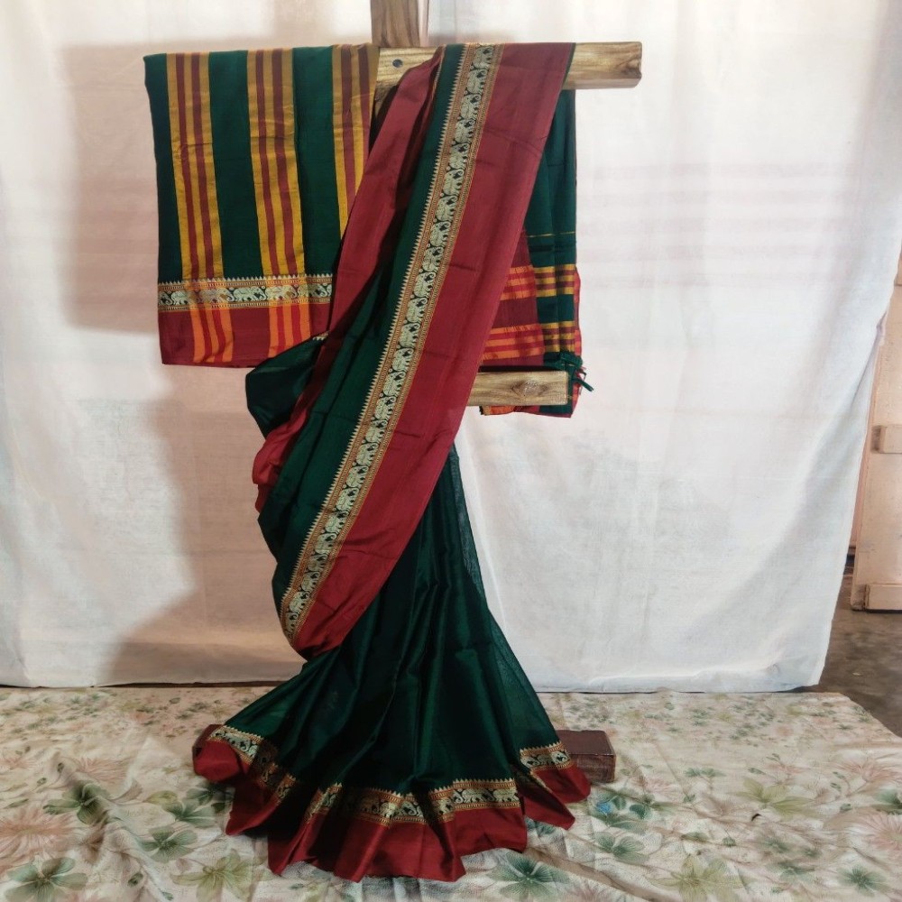Elephant Border Narayanpet saree| with unstiched blouse piece for women