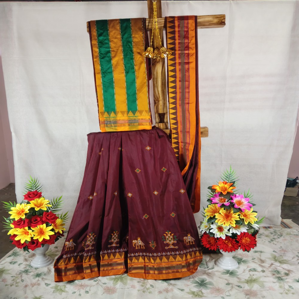 Kasuti Work Cotton Saree| With Unstiched Blouse Piece For Women